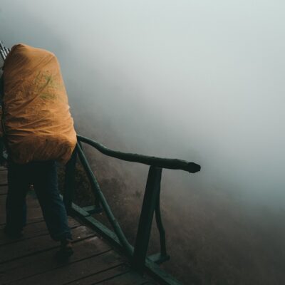 A foggy hike in the morning