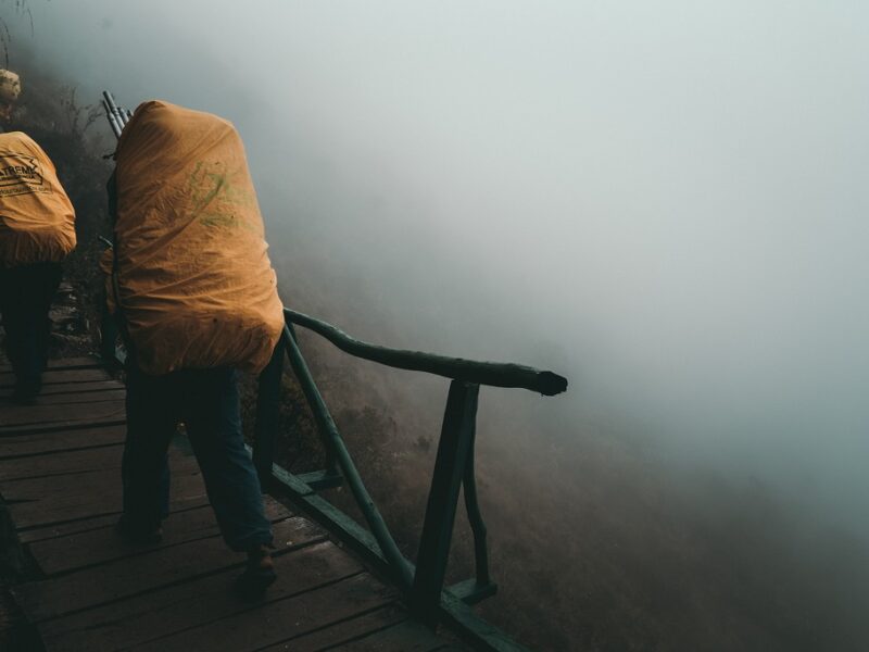 A foggy hike in the morning